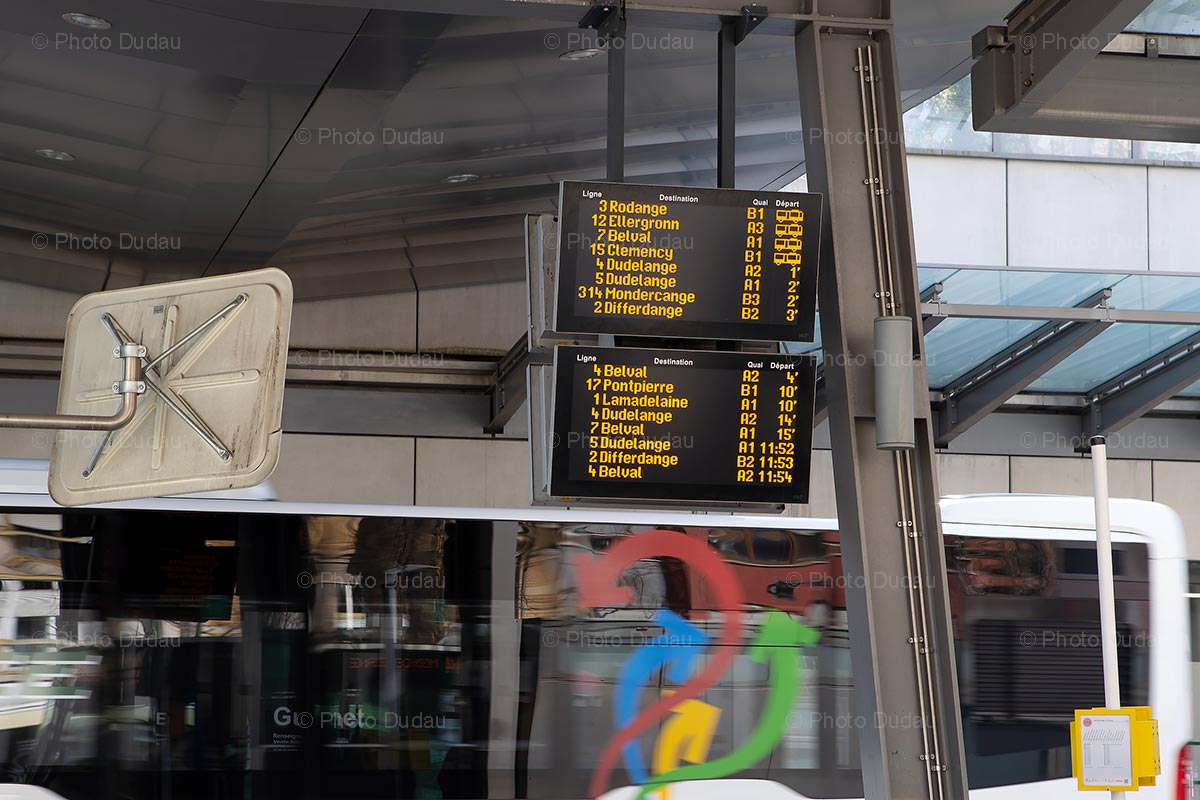 Bus departure board in Esch-sur-Alzette