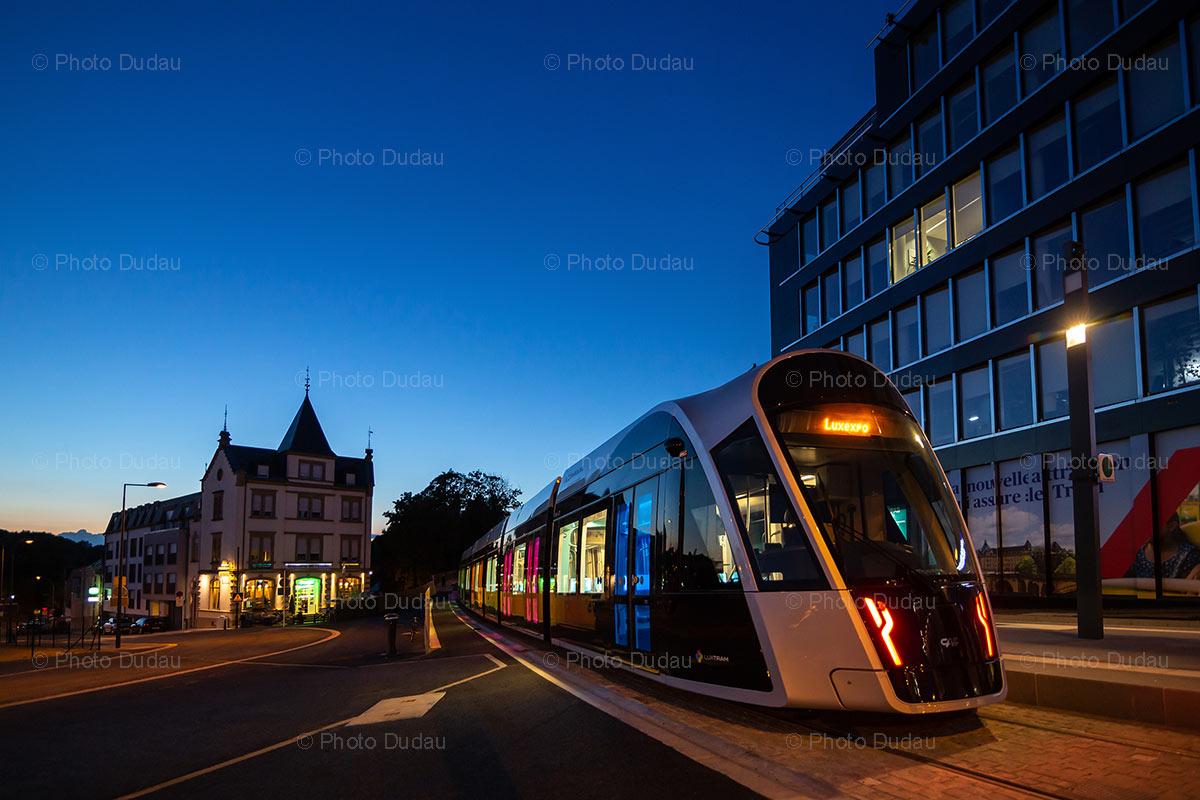 Tram in Place de l'Etoile Luxembourg city