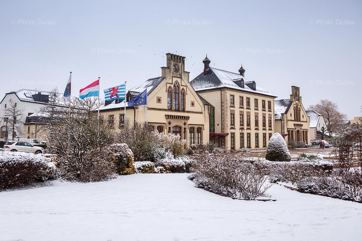 Mamer Castle in Luxembourg in winter