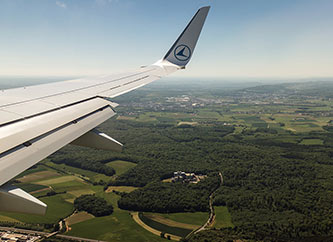 Luxair plane with logo on wing