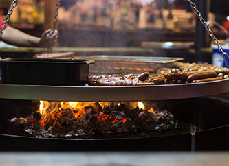 sausages on grill at Schueberfouer.