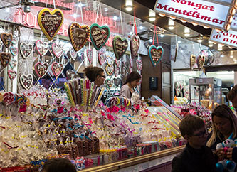 candies displayed for sale at Schueberfouer 2017 in Luxembourg