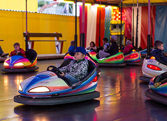 riding bumper cars at Schueberfouer