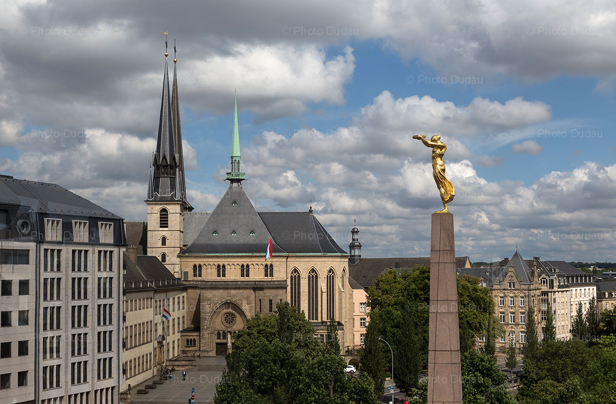 Luxembourg city landmarks aerial view