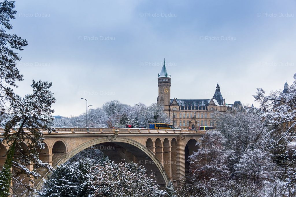 Snow in winter in Luxembourg city Stock Images Luxembourg